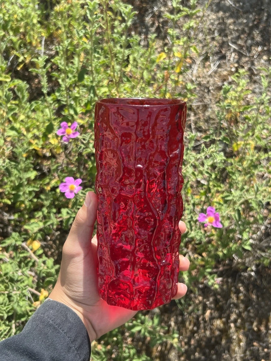 Glass Red Collectible 1950-1959 Time Period Manufactured Vases for