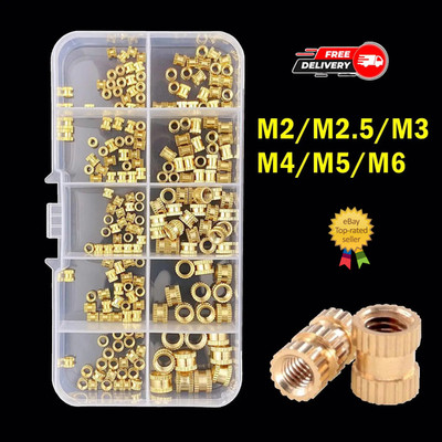 M2 M2,5 M3 M4 M5 M6 Messing Wärmeeinsatz Muttern gerändeltes Gewinde 3D Drucker UK
