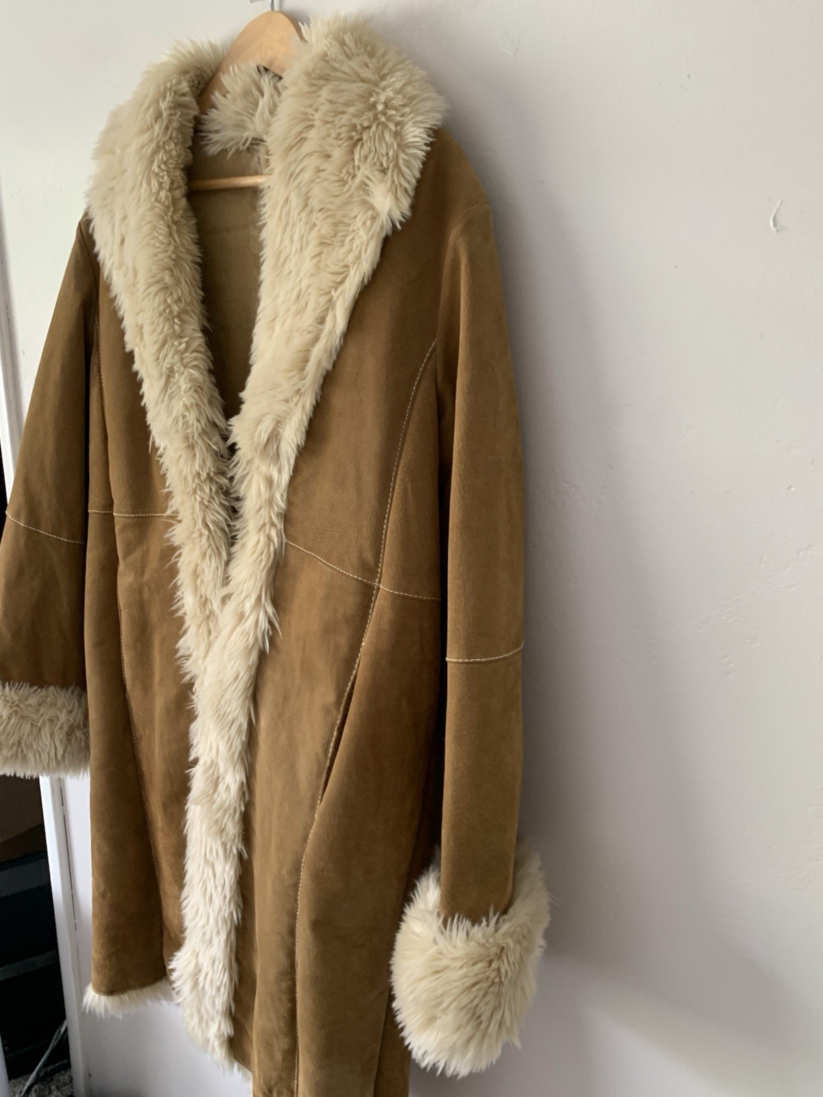 Penny Lane Wilsons Leather Coat Womens  Large Tan Suede Faux Fur Jacket VTG Y2K image 6