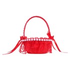Bridal Red Lace Flower Baskets with Fake Pearls Handle Wedding Flower Baskets