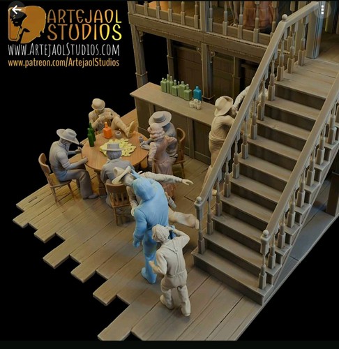 Spaghetti Western Unpainted Full Diorama Including Scenery 1/24th 3d Printed - Picture 2 of 7