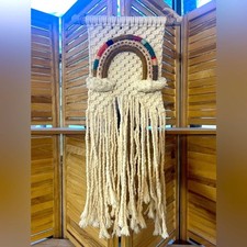 Handmade Macram  Wall Hanging with Rainbow Design