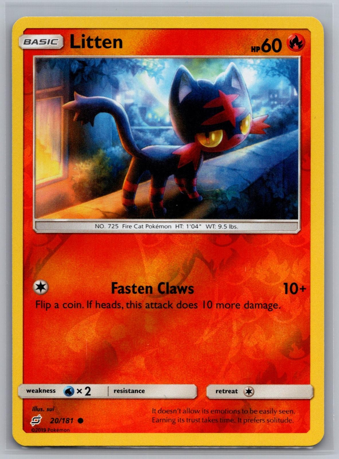 Litten 20/181 Common Team Up Pokemon Reverse Holo Near Mint