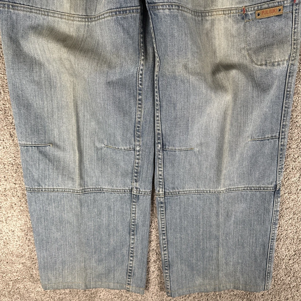 Винтажные мужские джинсы Pepe 34x30 выцветшие мешковатые широкие штанины джинсовая ткань Y2K Skater Raver ЧИТАЙТЕ - Изображение 4 из 4