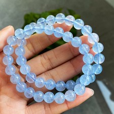 8.4mm 2pcs Natural Blue Aquamarine Crystal Rough Beads Bracelet