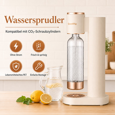 GreatWhip Wassersprudler Machine mit BPA-freie Flasche Kompatibel mit SodaStream