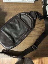 Coach Men's Solid Sling Bag Crossbody Zip Closure Adjustable Strap Brown/Black