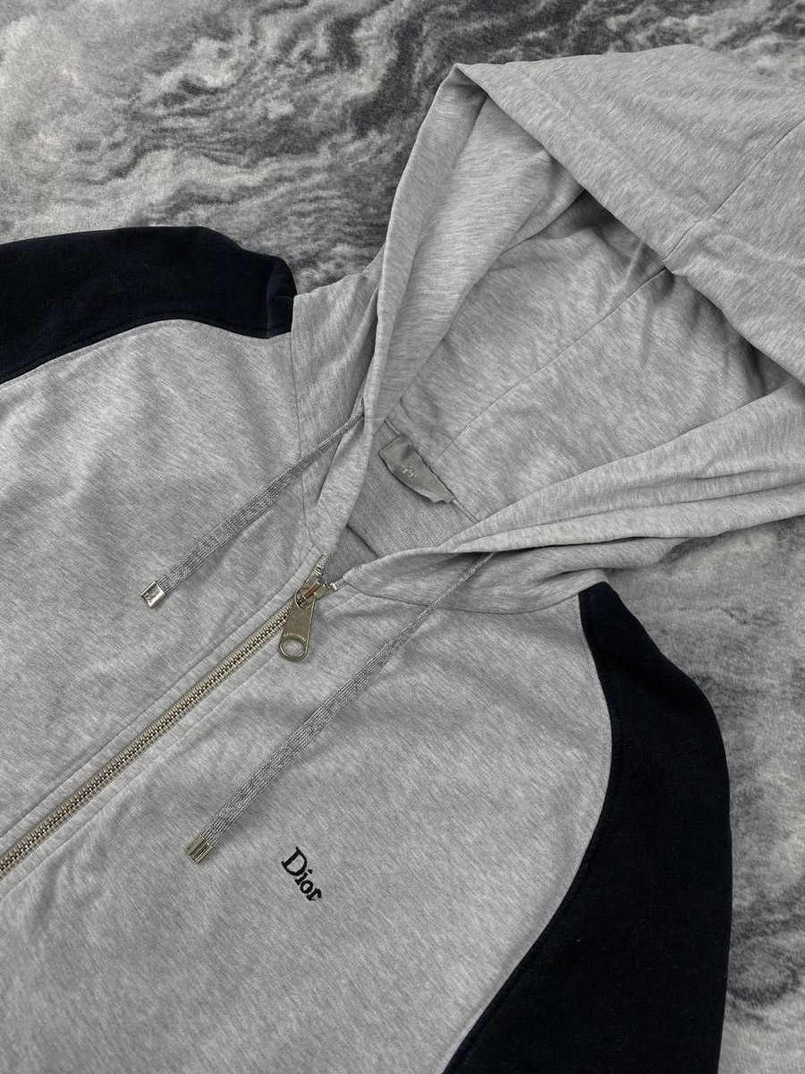 Dior Homme Full Zip Hoodie Mini Logo Men Size 44 Gray/ Black | eBay