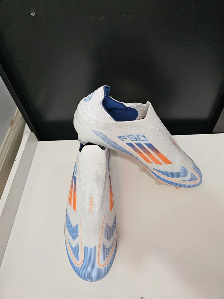 adidas F50 Elite FG Size 10.5 White/blue / Orange Soccer - Image 3 of 4