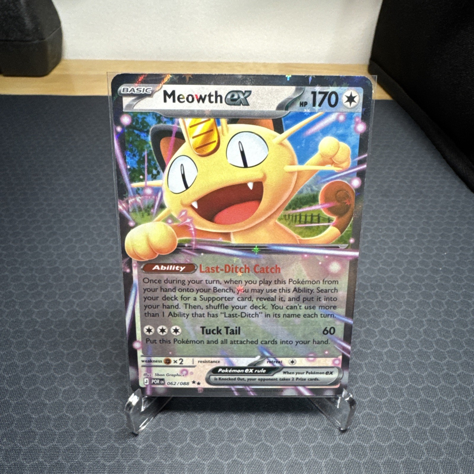 Pokemon Card Meowth Ex Holo 62/88 Perfect Order