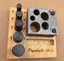 PEPETOOLS Round Disc Cutter Set 1/2, 5/8, 3/4, 7/8, 1"  Punches - p/n 195.10