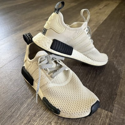 Adidas NMD_R1 Cream Off White Black Boost Knit Sneakers Youth Shoes 