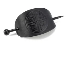 Celtic Knot Leather Hair Slide- Black