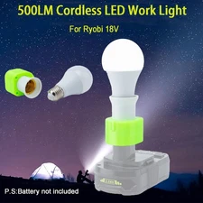 Portable E27 Bulb Cordless LED Work Light For Ryobi 18V Li-ion Battery Powered