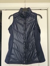 Womans Avia Vest Puffer Vest Medium 8-10 Navy Blue Zip Up Mock Neck Pockets
