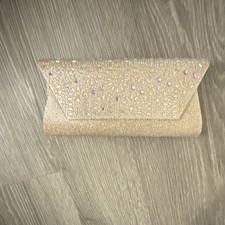 Gold Rhinestone Embellished Women's Clutch, Rectangle Formal Party/Cocktail Bag