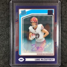 2024 Clearly Donruss Football LUKE MCCAFFREY Rated Rookie Auto Blue 6/49 #80
