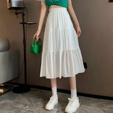 Woman New In Clothes A-line High Waist Casual Slimming Cake Skirt Versatile Mid