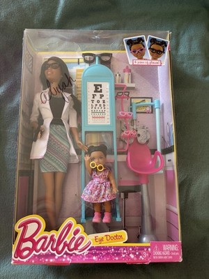 Mattel Barbie Eye Doctor Playset CKJ73 2014 Dark Hair Brown Eyes Signed