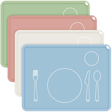 4 Pcs Montessori Kids Placemat 16 X 12'' Non Slip Baby Silicone Placemats for To