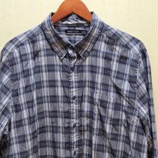 Nautica Shirt Mens XL Blue Plaid Long Sleeve Button Down Cotton Casual Pocket