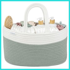 Rope Diaper Caddy Organizer 8.5" x 15" x 8" - Large Baby Diaper Basket with 3...