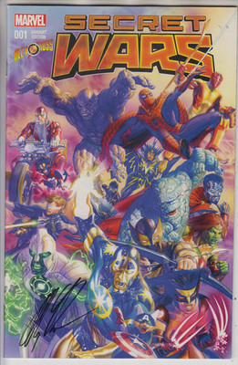 SECRET WARS # 1  NM  SIGNED ALEX ROSS COA  STORE VARIANT  2015