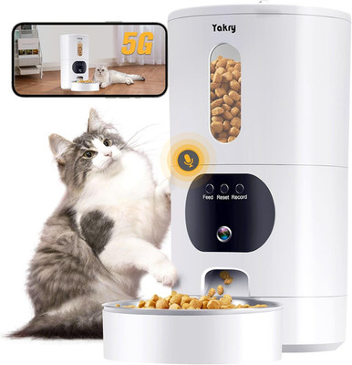 Automatic Cat Feeders Camera 5G: Wifi Easy to Clean Timed Smart Dog Food Dispens