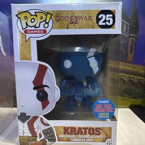 RARE Pop! Vinyl: God of War - Kratos - (Blue) - NYCC Excl #25 w/ Protective Case