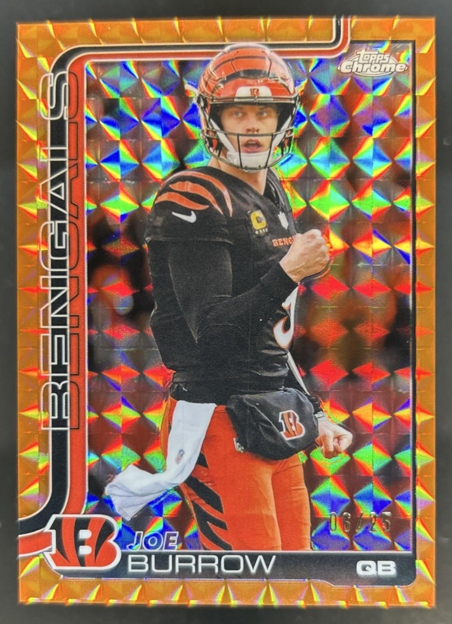 2025 Topps Chrome Joe Burrow Orange Geometric Refractor #/25 Bengals