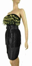 AMAYA ARZUAGA DRESS FEATHER & FRINGE BELTED LAVISH sz 40 / US 4