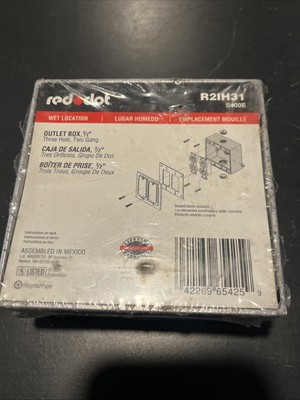 New Red Dot S400E 2-Gang Weatherproof Electrical Box, R2IH31, 3 Hole, 1/2 inch