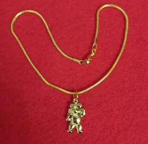 Authentic MENS 10 1/2 INCH 14KT GOLD PLATED TEDDY BEAR CHARM WITH SNAKE CHAIN ANKLET- A4