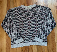 Vintage Mens Eddie Bauer USA Made Knit Sweater Fits M 100 Cotton Chevron 90s