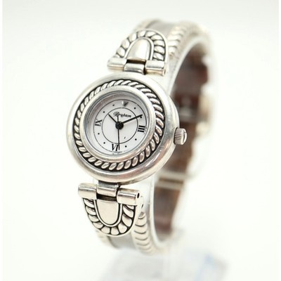 Brighton Laguna Round 26mm Watch Silver Tone Metal Leather Strap w New Battery