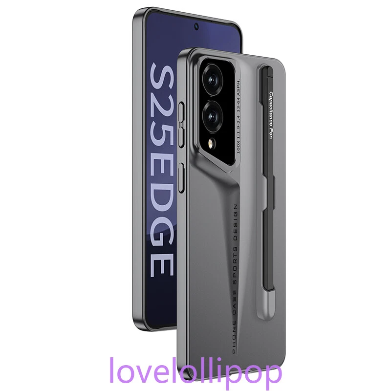 Funda protectora rígida con diseño de hoja fresca de ajuste delgado + bolígrafo para Samsung S25 Edge Foto 3 de 4