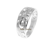 STERLING SILVER 925 HAWAIIAN PLUMERIIA FLOWER SCROLL CUT OUT RING SIZE 2 - 14