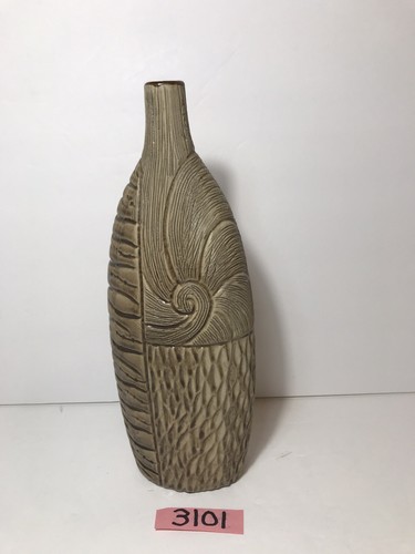 Casa Moda Sgraffito Pottery Bud Vase Flower Decorative Brown-Tan Matte 10.5” EUC - Picture 10 of 10