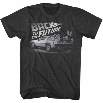Back To The Future T Shirt Mens New BTTF FADED in Black Heather Sizes SM - 5XL