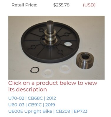 Vision U60 U70 Upright Bike Transmission Set Sku 0142 Oem # 1000211860