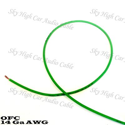 OFC 100 ft 14 Ga AWG Copper Primary Remote Wire GREEN Sky High Car Audio Lead 