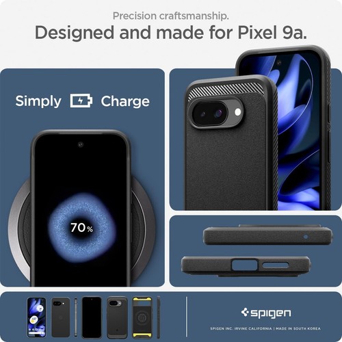 SPIGEN Rugged Armor MagFit Case for Google Pixel 9a Matte Black ACS09041 - Photo 10 sur 10