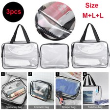 3 szt. (M + L + L) Przezroczyste torebki Organizer Torba kulturalna Makijaż Kosmetyczka Torba