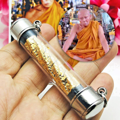 Large Black Protect Takrut Memorial Age 83 Lp Chamlong Be2550 Thai Amulet #16073