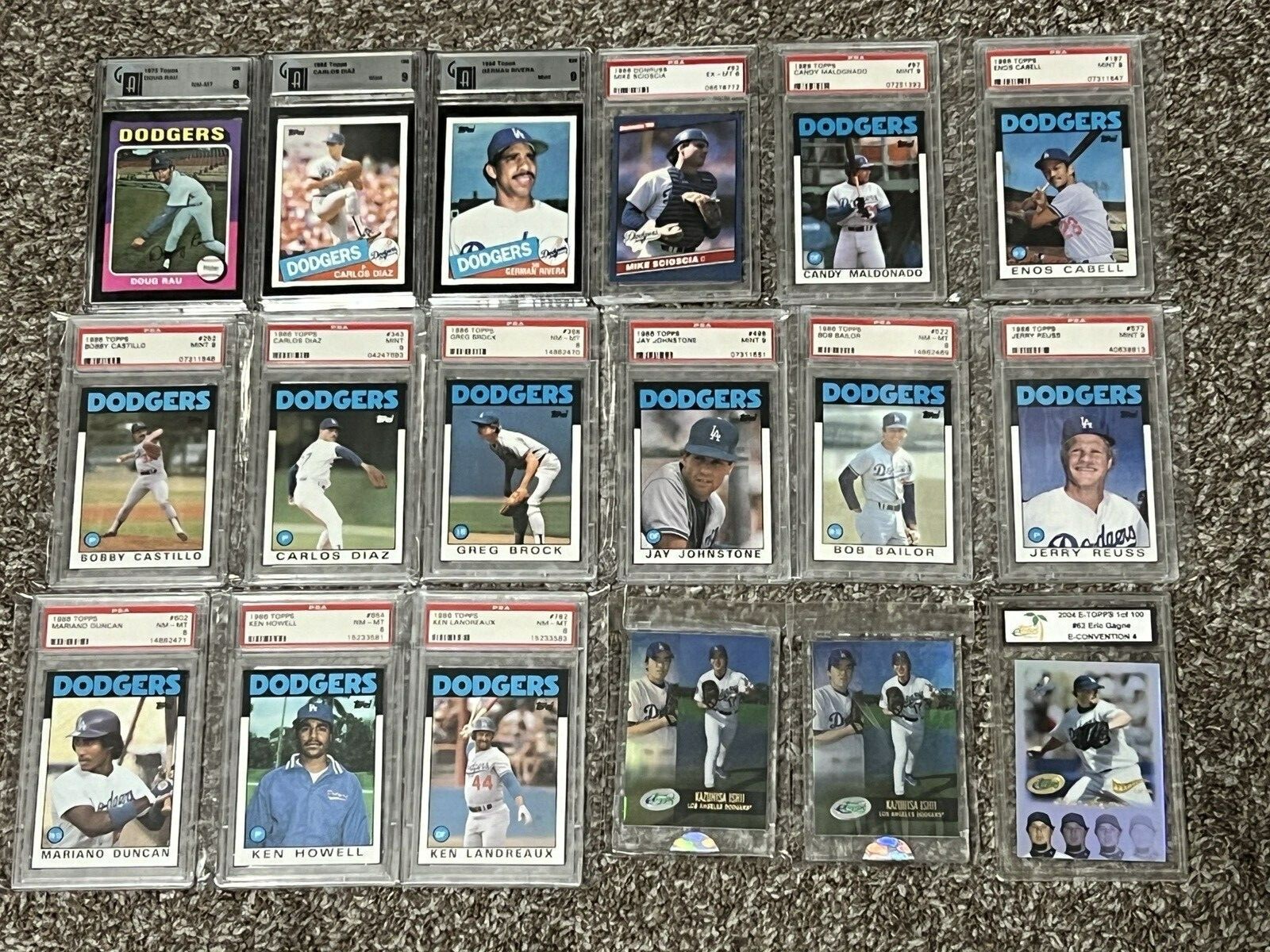 Lot of 18 PSA & GAI Graded Los Angeles Dodgers Cards eBay