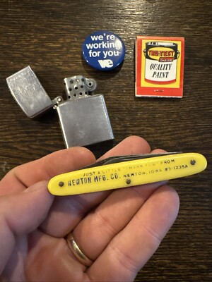 Vintage Newco Iowa Pocketknife Lighter Pin True Value Matches Home Decor Set x4