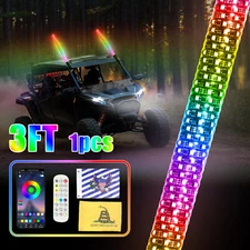 3FT Thick LED Whip Spiral Chasing RGB Fat Whip Lights For Can Am Polaris RZR UTV