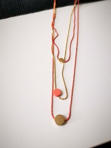 Authentic 3 layers Gold plated Pink metal Pendant Necklace Women Gifts