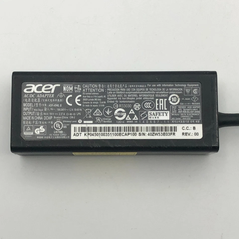 Cargador adaptador de CA original Acer para Acer Aspire AO1-131-C9RK AO1-431-C1FZ con cable Foto 2 de 4