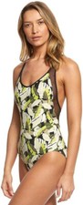 Vince Camuto Women's 8 Rainforest Racerback One-Piece Black Multi Swimsuit NWT